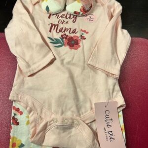 Pink Floral Kids‎ Matching Set 3-6 Months New